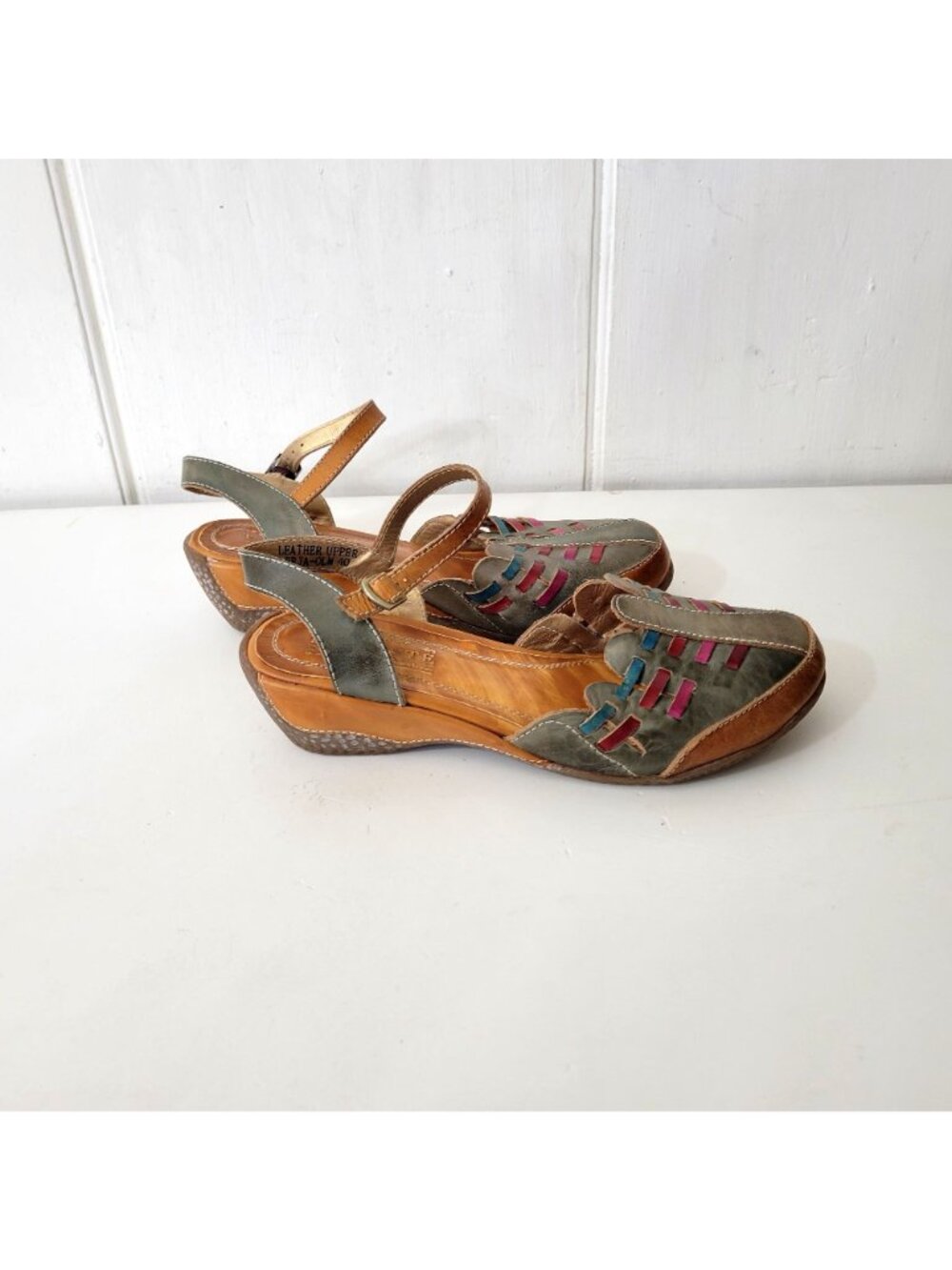 Springstep L'Artiste Leather Ankle Strap Shoes With Multicolor Cutout Design Eur - Picture 3 of 8